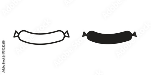 Sausage icon set in flat and line style vectors