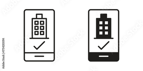 Reservation smartphone icon set in flat and line style vectors