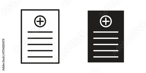 Prescription icon set in flat and line style vectors