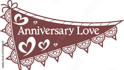 Celebrate Anniversary Love with a decorative pennant! Perfect for heartfelt cards, event invites, and social media posts about relationships