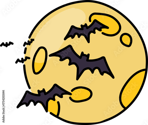 Full moon with bats illustration