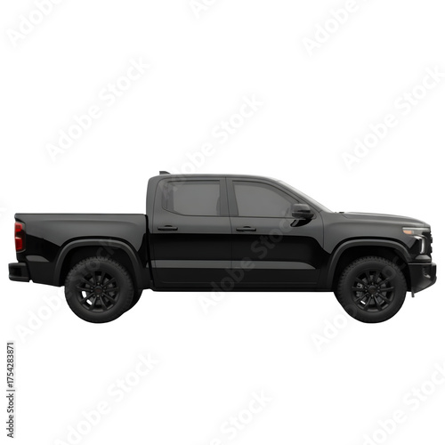 Black Pickup Truck – Modern Vehicle Side View.