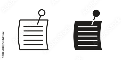 Note sticky icon set in flat and line style vectors