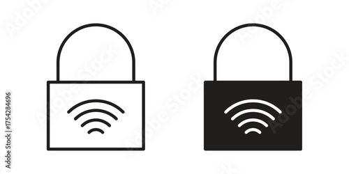 Nfc lock icon set in flat and line style vectors