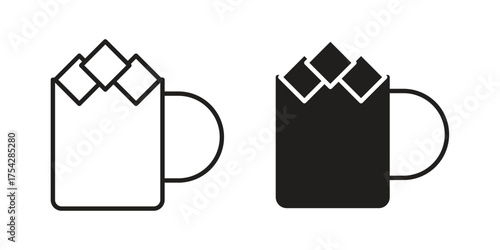 Marshmallows Mug icon set in flat and line style vectors