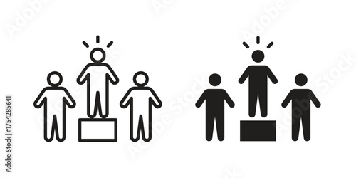 Leadership icon set in flat and line style vectors