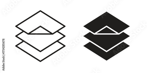 Land layers icon set in flat and line style vectors