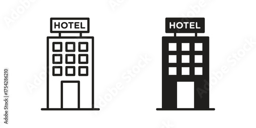 hotel icon set in flat and line style vectors