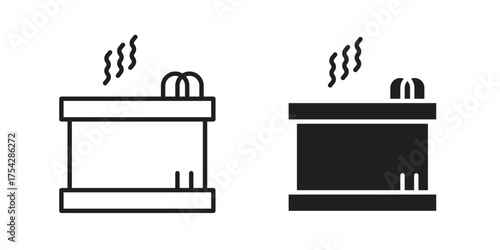 Hot tub icon set in flat and line style vectors