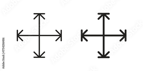 Height and width icon set in flat and line style vectors
