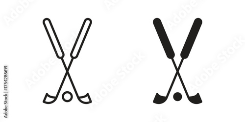 Golf club icon set in flat and line style vectors