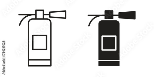 Fire extinguisher icon set in flat and line style vectors
