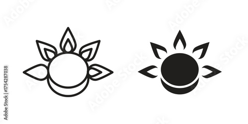 Fire burner icon set in flat and line style vectors