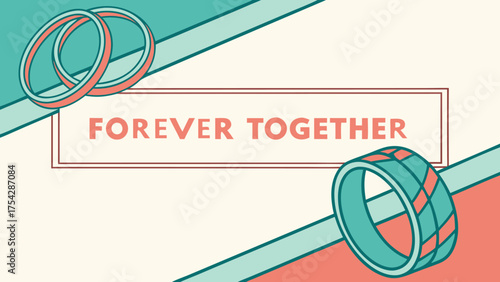 Elegant wedding rings symbolizing eternal love and commitment, perfect for invitations, announcements, and romantic designs, showing forever together