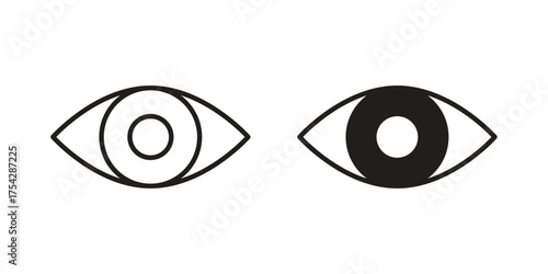 Eyes icon set in flat and line style vectors