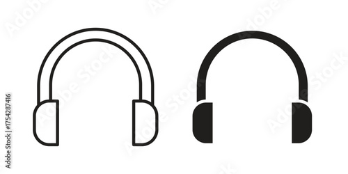 Ear muffs icon set in flat and line style vectors