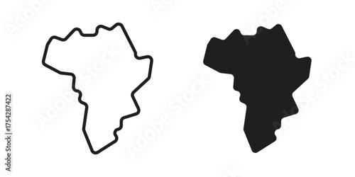 Earth africa icon set in flat and line style vectors