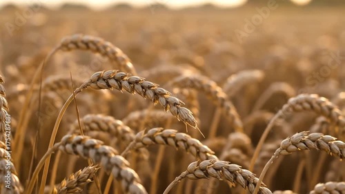 Golden Wheat Field Close Up Capturing Natures Beauty and Abundance.