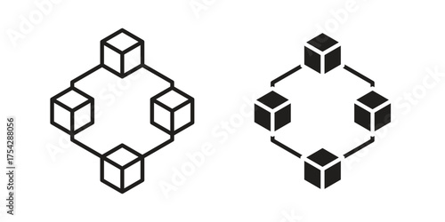 Cubes icon set in flat and line style vectors