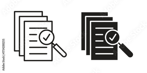 Compliance document icon set in flat and line style vectors