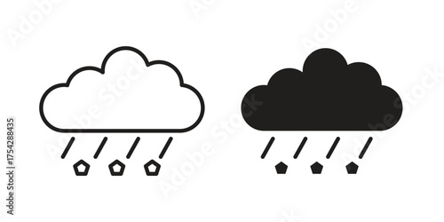 Cloud hail icon set in flat and line style vectors