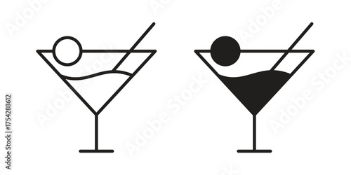 Citrus Glass icon set in flat and line style vectors