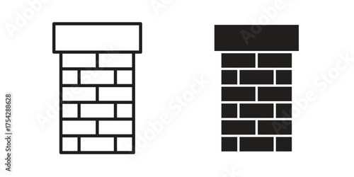 Chimney icon set in flat and line style vectors