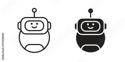 Chatbot speech bubble icon set in flat and line style vectors