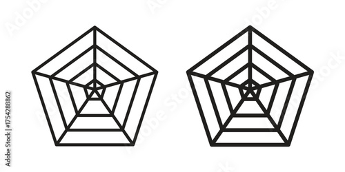 Chart-radar icon set in flat and line style vectors