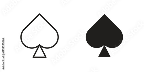 Card-spade icon set in flat and line style vectors