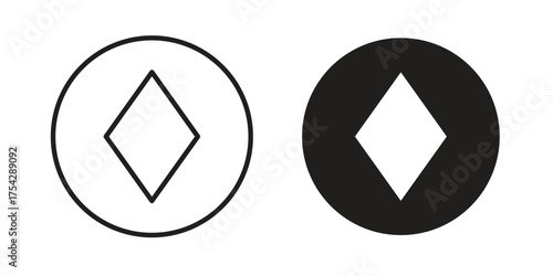 Card-diamond icon set in flat and line style vectors