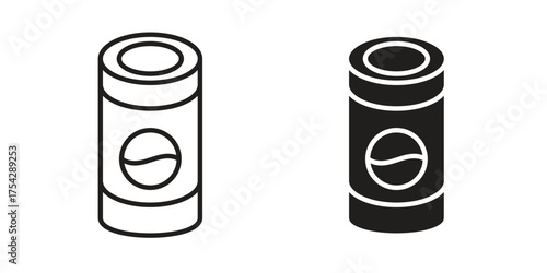 Can food icon set in flat and line style vectors