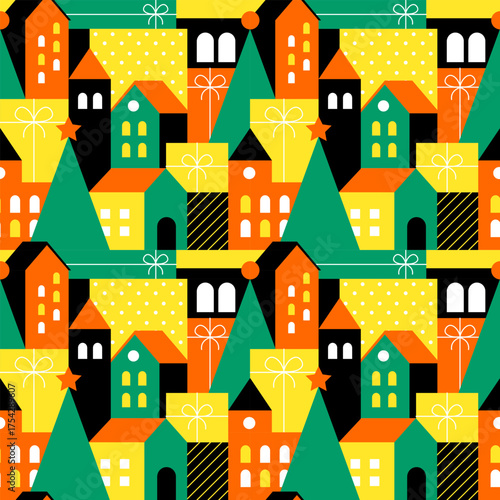 Merry Christmas Seamless Pattern Illustration with Holiday Decoration Elements and Festive Ornaments