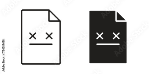Broken Image icon set in flat and line style vectors