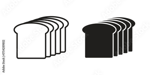 Bread loaf icon set in flat and line style vectors