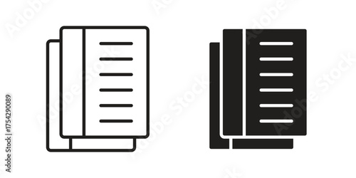 Book copy icon set in flat and line style vectors