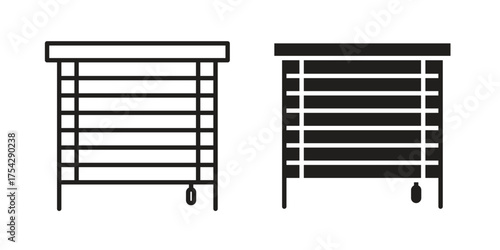 Blinds open icon set in flat and line style vectors