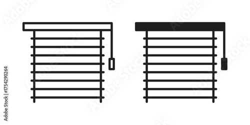 Blinds icon set in flat and line style vectors