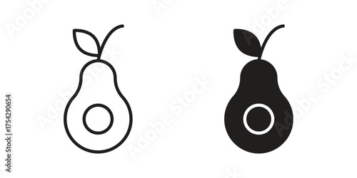 Avocado icon set in flat and line style vectors