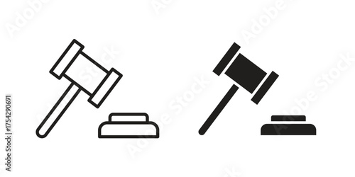 Auction icon set in flat and line style vectors