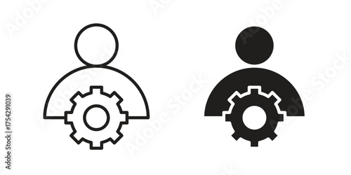 Admin icon set in flat and line style vectors