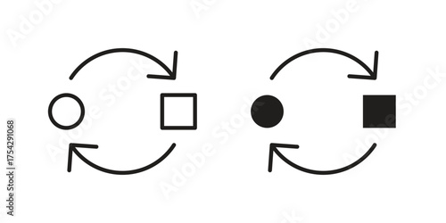Adaptation icon set in flat and line style vectors
