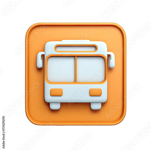 Orange square icon; stylized bus graphic