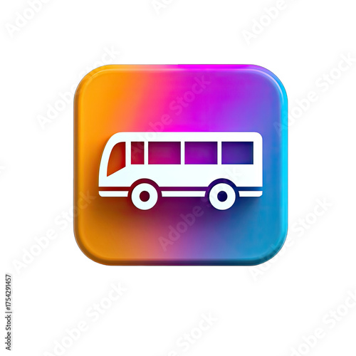 Colorful square icon with a bus