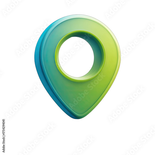 3D stylized location pin, gradient green-teal