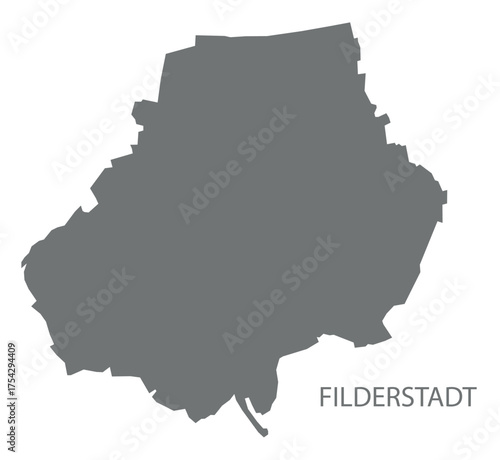 Filderstadt city map with boroughs grey illustration silhouette shape
