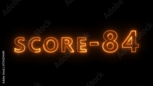 Neon level score -84 animation. Gaming level up sign animation. Neon next level.