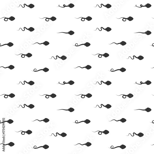 Seamless pattern with sperm in motion. Fertilization, biology, reproductive health. Vector illustration.
