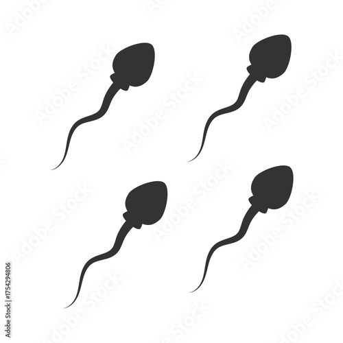 Sperm movement in one direction. Fertilization, biology, reproductive health. Vector illustration.