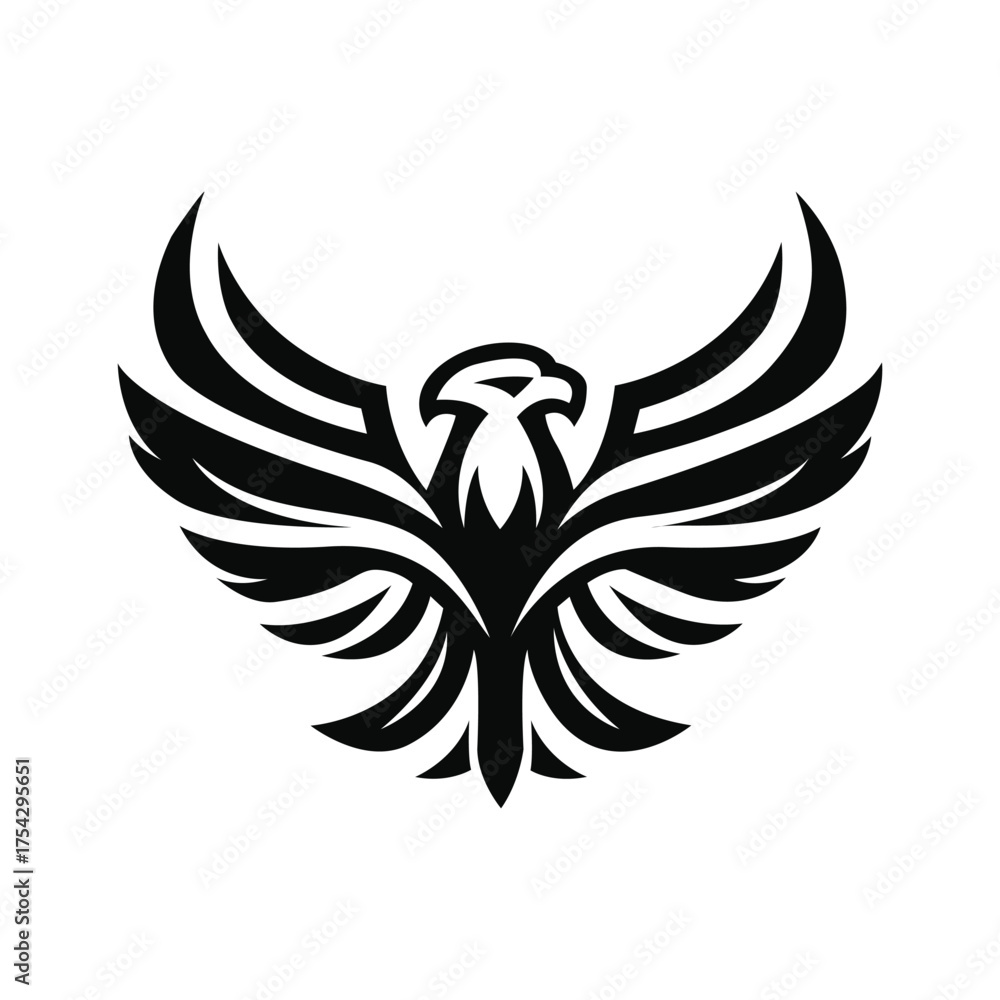 Naklejka premium Silhouette of a majestic eagle in flight vector isolated on white background